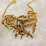 Rose Heart Customized Name Necklace Pendant