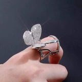 Butterfly Ring with Moving Wings and Zircon Stones