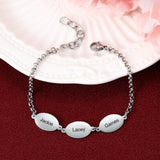 Personalized Mother Bracelet Engraved 3 Names Custom with 3 Oval Pendant