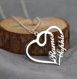 Overlapping Heart Two Name Necklace