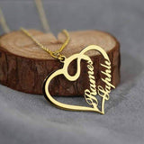 Overlapping Heart Two Name Necklace