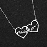 PERSONALIZED COUPLES NAME TWO HEARTS NECKLACE