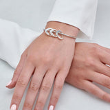 Bangle Bracelet with Heart Shape Pendants